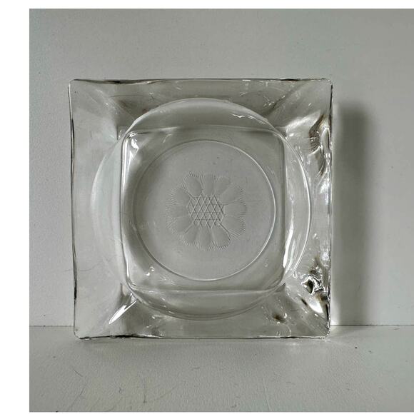 Vintage W J Hughes "Cornflower" ashtray with etched flower center, 2 available - Picture 1 of 5